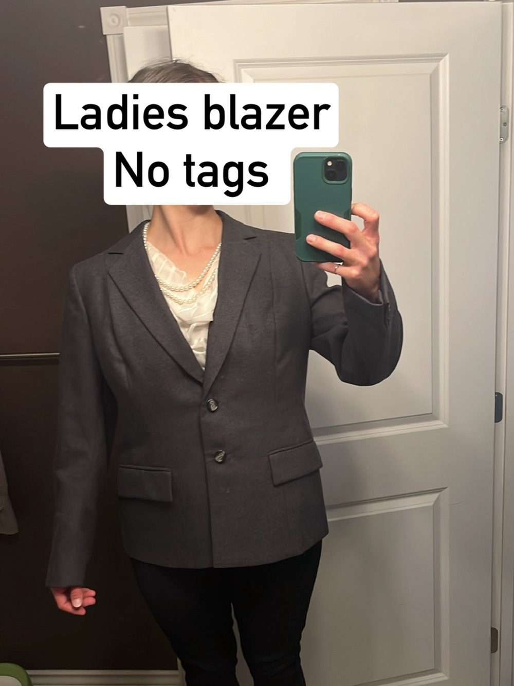 Women's Charcoal structured Tailored Blazer - Two-Button Suit Jacket. Med large